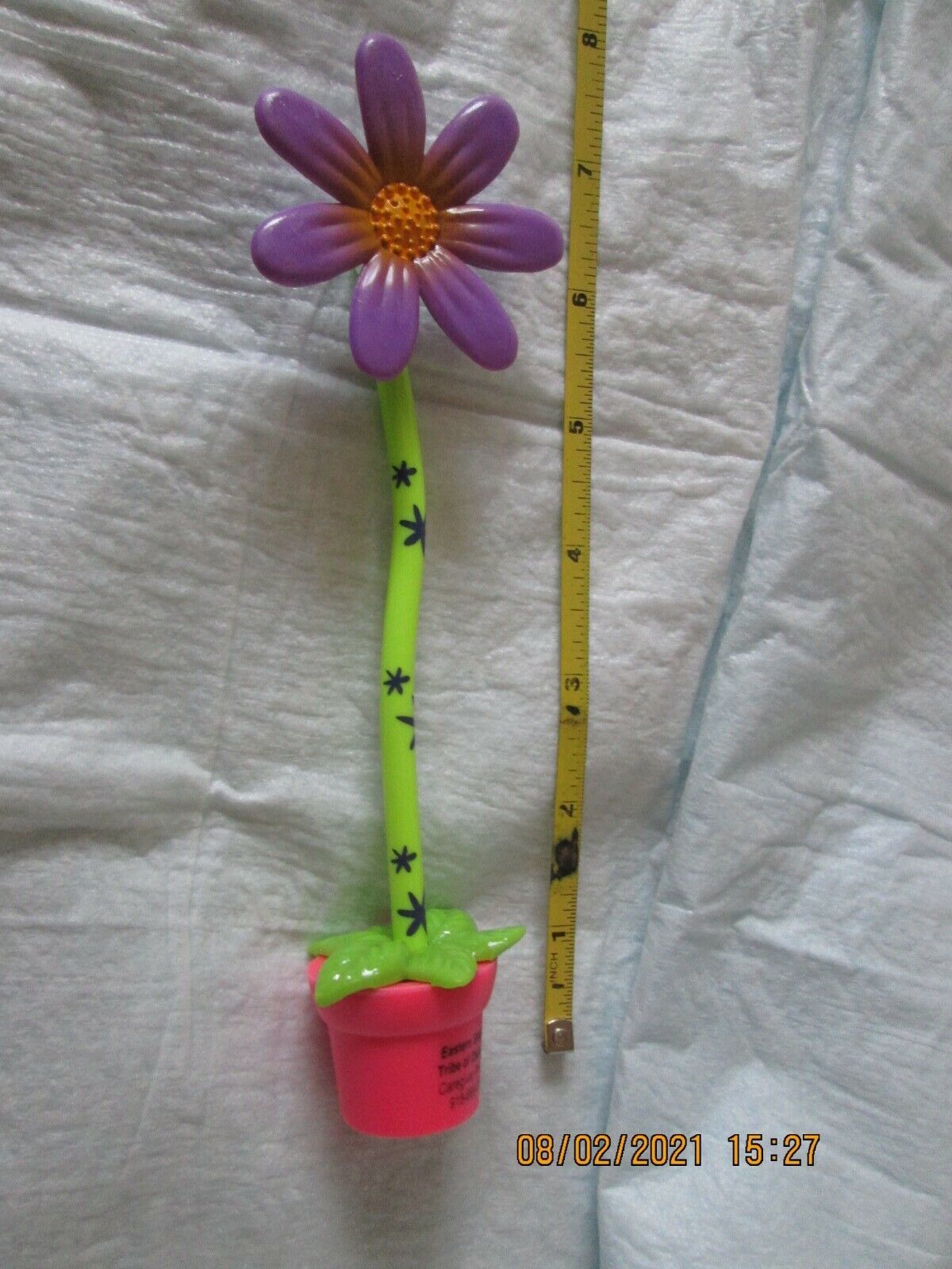 Ink pen violet flower in pink flower pot with blue ink, new - $3.00