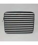 Kate Spade NY Black/White Striped Padded Grain Eco leather Small 14&quot; Tab... - £12.50 GBP