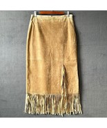 Vintage Margaret Godfrey Long Fringed Tan Suede Skirt Western Cowgirl - ... - $85.45