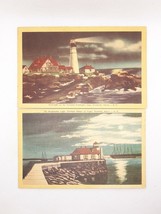 2 Vintage Portland Cape Elizabeth ME Moonlight Lighthouse Postcards Unpo... - $9.74