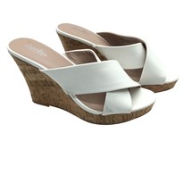 Charles by Charles David Womens Cork Wedge Sandal Faux Leather Slide White 10 - £11.51 GBP