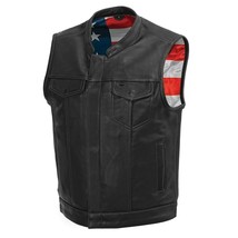 Motorcycle Leather Club Vest Born Free (Black Stitch) - £151.39 GBP