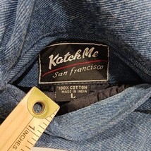 Katch Me San Francisco Women's Blue Cotton Floral Denim Reversible Vest Size L image 4