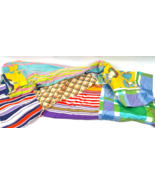 Vintage Retro Quilt Top 80&quot; x 80&quot; Squares Mushroom Stripe Plaid Cutter C... - $38.00