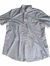 Chaps Short Sleeve Button Down Easy Care Shirt. Pink &amp; Blue, Plaid, Logo... - $18.70