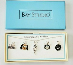 Bay Studio Interchangeable Necklace W 5 Pendants Dog Cats Mice Paw Print - £15.69 GBP