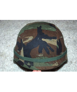 US ARMY ISSUE PASGT HELMET WITH WOODLAND CAMO COVER - MEDIUM - £142.25 GBP