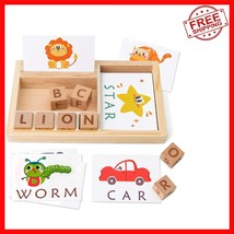 Wooden Alphabet Learning Toy with 30 Flash Cards - Fun Spelling Game for... - $508.46 MXN