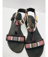 Pikolinos Sandals Maasai Alcudias Beaded Leather Zip Ankle Shoes Tribal ... - $744.28 MXN