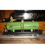 LIONEL  PREWAR  O GAUGE  815 TANK CAR  TINPLATE  GREEN  OLDER RESTORATION - $45.00