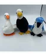 Lot of 3 Ty Beanie Babies Birds Blue Jay Rocket, Gracie Swan, Baldy Eagl... - $12.99