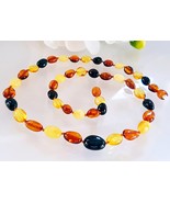 Natural Baltic Amber Necklace/ Olive Beads - $53.34 CAD