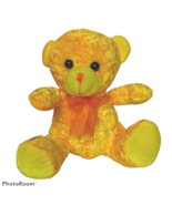 Kellytoy Orange Teddy Bear Bow Plush Forest Stuffed Animal 2012 7.25" - $13.86