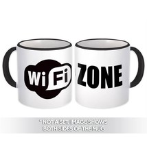 Wifi Zone : Gift Mug Icon Placard Sign Signage Internet Computer Wi-fi - £12.81 GBP+