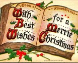 Open Book Best Wishes Merrie Christmas Embossed 1911 DB Postcard Ullman Co - £6.26 GBP