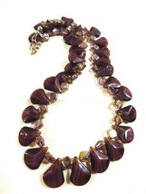 Purple Art Czech Glass Teardrop Fan beads strand Necklace 16.5&quot; - £17.76 GBP