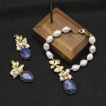 Maple leaves Natural Freshwater Baroque  Necklace Earrings Bracelet Women Adjust - £60.14 GBP