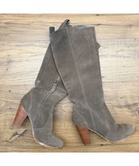 JOIE Womens 39 Gray Pull Tab Dagny Round Toe Block Heel Suede Leather Boots - $54.90