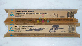 2 OEM Ricoh Savin Lanier MP C400/ C240/ LD140C Cyan Print Cartridges 418725 - £77.07 GBP