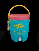 NWT Vintage IGLOO Barrel of Fun Teal 2 Gallon Jug Party Dispenser Cooler w/ Tray - £28.12 GBP