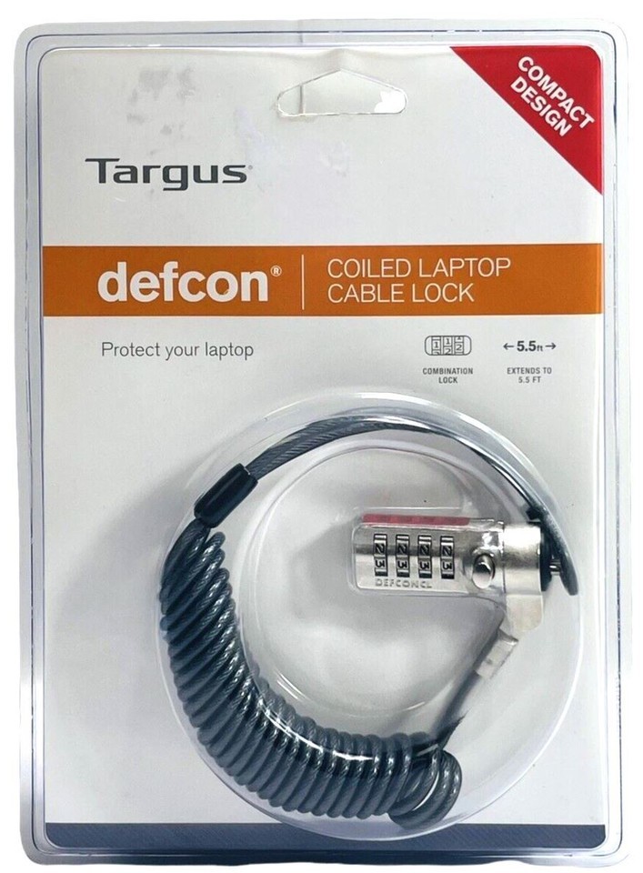 LAPTOP CABLE LOCK (COMBINATION-LOCK) Extends 5.5 FT COMPACT DESIGN - $4.50