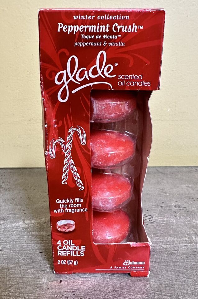 Glade Winter Collection Peppermint Crush Scented Oil Candle Refills NIB RARE - $15.44