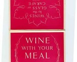 Trust Houses Ltd Wine With Your Meal Tabletop List 1961 England - £11.13 GBP