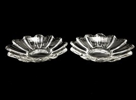 An item in the Pottery & Glass category: Pair of Vintage Glass Dessert Dishes, 12 Petal Flower Shape, Candy Dish, Trinket