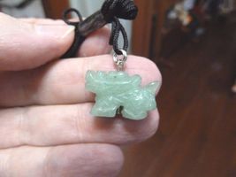 (an-dra-8) little Chinese winged Dragon GREEN carving Pendant NECKLACE g... - $144.30 MXN