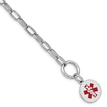 Sterling Silver Disc Medical ID Bracelet 7.75&quot; - £53.68 GBP