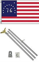 AES 3x5 Bennington 1776 Flag w/ 6&#39; Ft Aluminum Flagpole Flag Pole kit Eagle Prem - £22.31 GBP