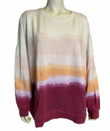 Athleta White, Pink, Orange Tie Dye Round Neck  LS French Terry Sweatshi... - $39.08 CAD