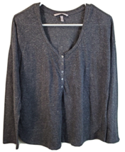 Victoria&#39;s Secret Blouse Top Womens Small Dark Gray Knit V Neck Button Pullover - £13.94 GBP