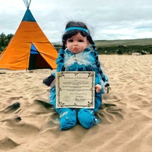 Show Stoppers Lin Lin 21&quot; Porcelain Soft Body Native American Doll Girl Teal 95 - £144.25 GBP
