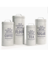 Kitchen Airtight Set Counter Canisters Farmhouse White Set Storage Food ... - $60.49 CAD