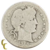 1914-S Barber Silver Quarter 25c (AG) About Good Condition - £56.95 GBP