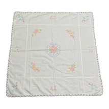 Vintage Linen Floral Square Bridge Tea Table Tablecloth 41”x42” Square C... - $23.36