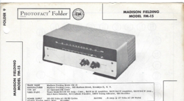 1958 MADISON FIELDING FM-15 TUNER SERVICE Repair MANUAL Photofact Tube R... - $9.89