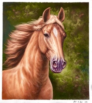 Brown Horse Handmade Oil Painting Unmounted Canvas 20x24 inches - £234.94 GBP