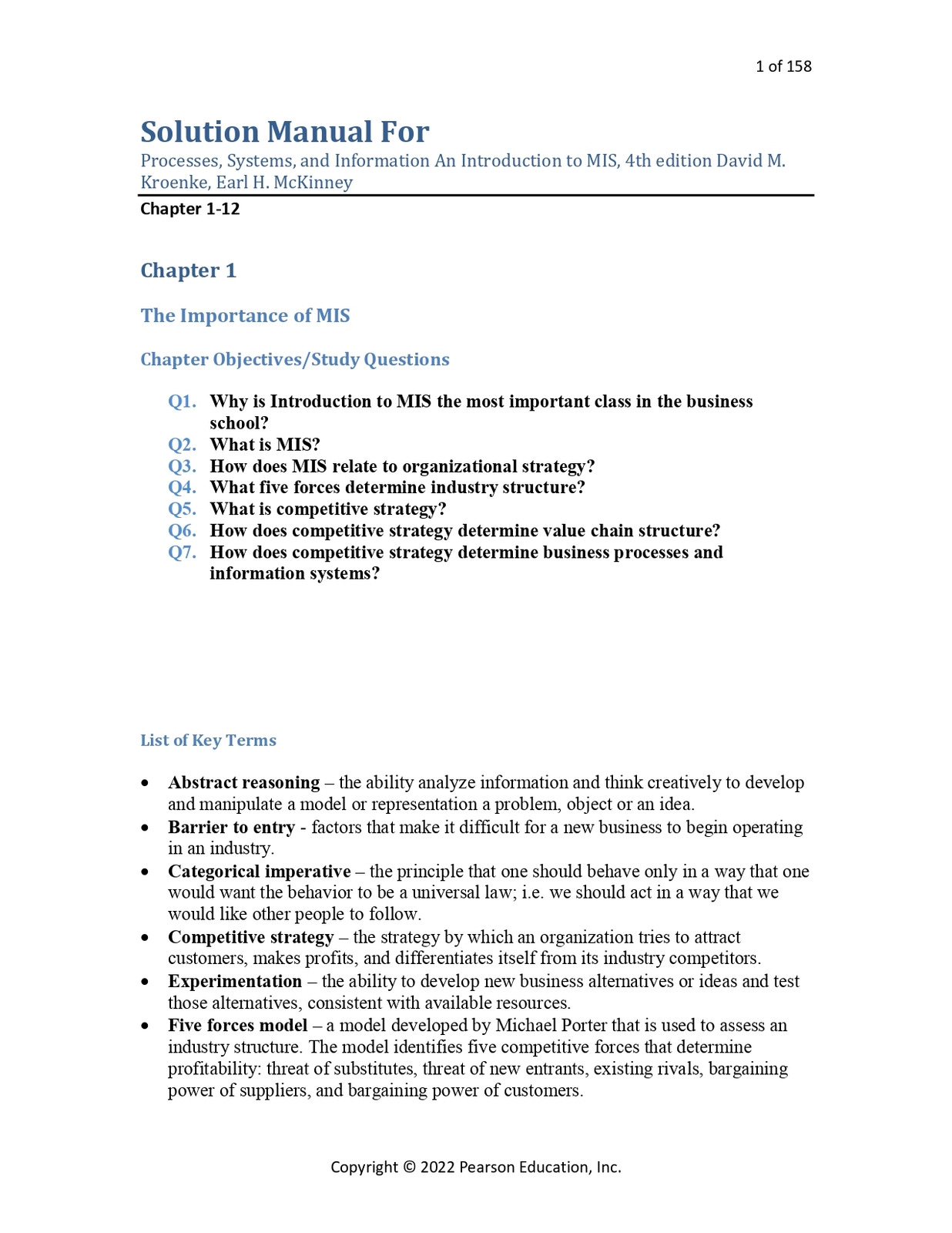 Solution Manual For Processes, Systems, and Information An Introduction ... - $17.99