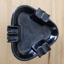 Vintage Ceramic Ashtray Cigars Triangle Black Mid Century Gloss Glazed N... - $14.83