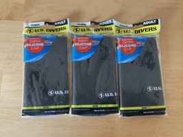 Lot of 3 U.S. Divers Silicone Swim Cap, Adult, Black Brand New - £10.35 GBP