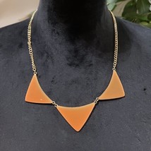 Womens Fashion Gold Tone Yellow Enamel Triangle Statement Necklace with Lobster - £20.57 GBP