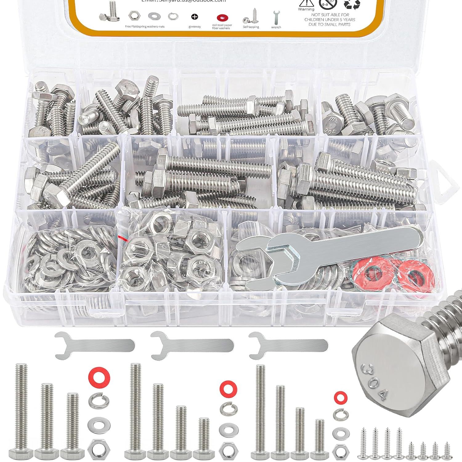 300Pcs Hex Bolts And Nuts Kit,304 Stainless Steel 1/4-20, 5/16-18,3/8-16... - $32.99