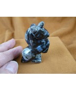 (Y-UNI-705) Gray black jasper UNICORN horse Figurine gemstone love gem u... - $24.99