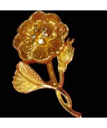 Beautiful Vintage solid Brooch flower with rhinestone in the middle. - £20.25 GBP
