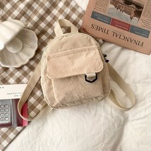 Fashion Women Mini Backpack Solid Color Corduroy Small Backpacks Simple Casual S - £19.32 GBP