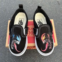 Kids Shoes - Venom vs Carnage All Black Slip On Vans  - $149.00