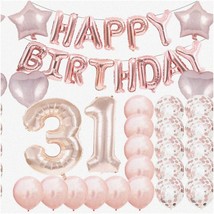 Rose Gold 31st Birthday Bash Kit: Number Balloons, Mylar &amp; Latex Decorations, Pe - £30.03 GBP