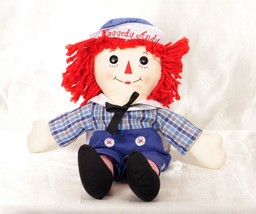 Raggedy Andy Stuffed Doll w/ embroidered &quot;I Love You&quot; heart Genuine Aurora World - £13.46 GBP